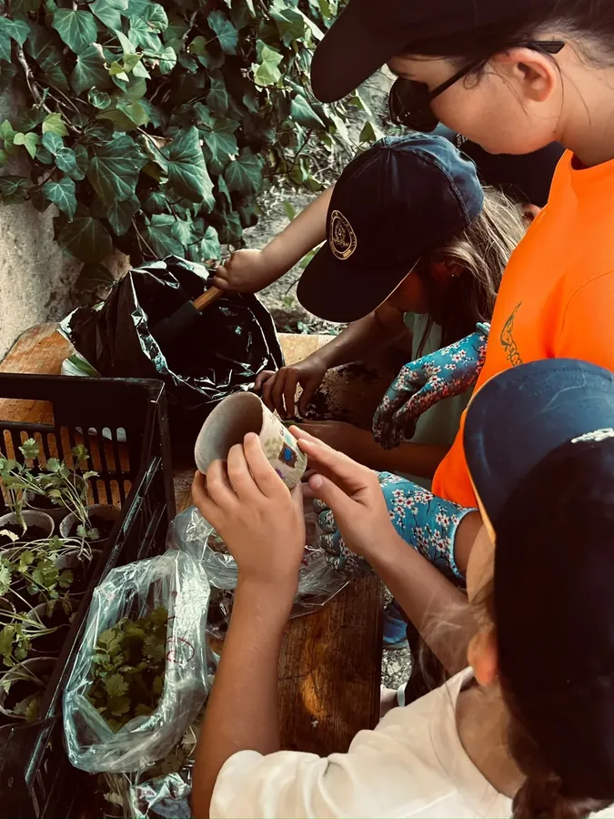Crianças a segurar com cuidado um animal da quinta